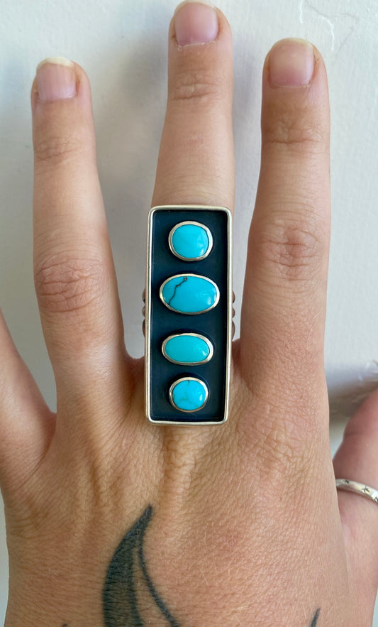 4 STONE EYGPTIAN TURQUOISE RING SIZE 8-8.25