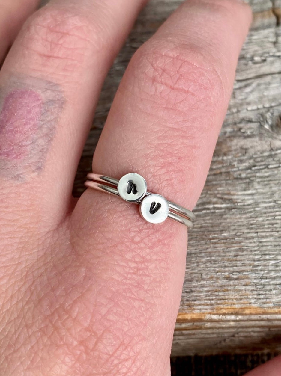 INITIAL STACKER RINGS – Silver Lace Designs LLC