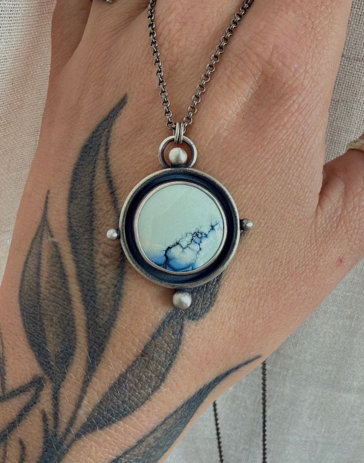 WHITE RIVER VARISCITE COMPASS PENDANT